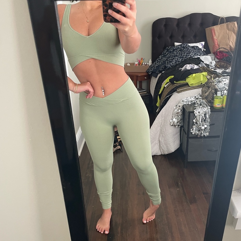 Sage Green Ribbed matching set